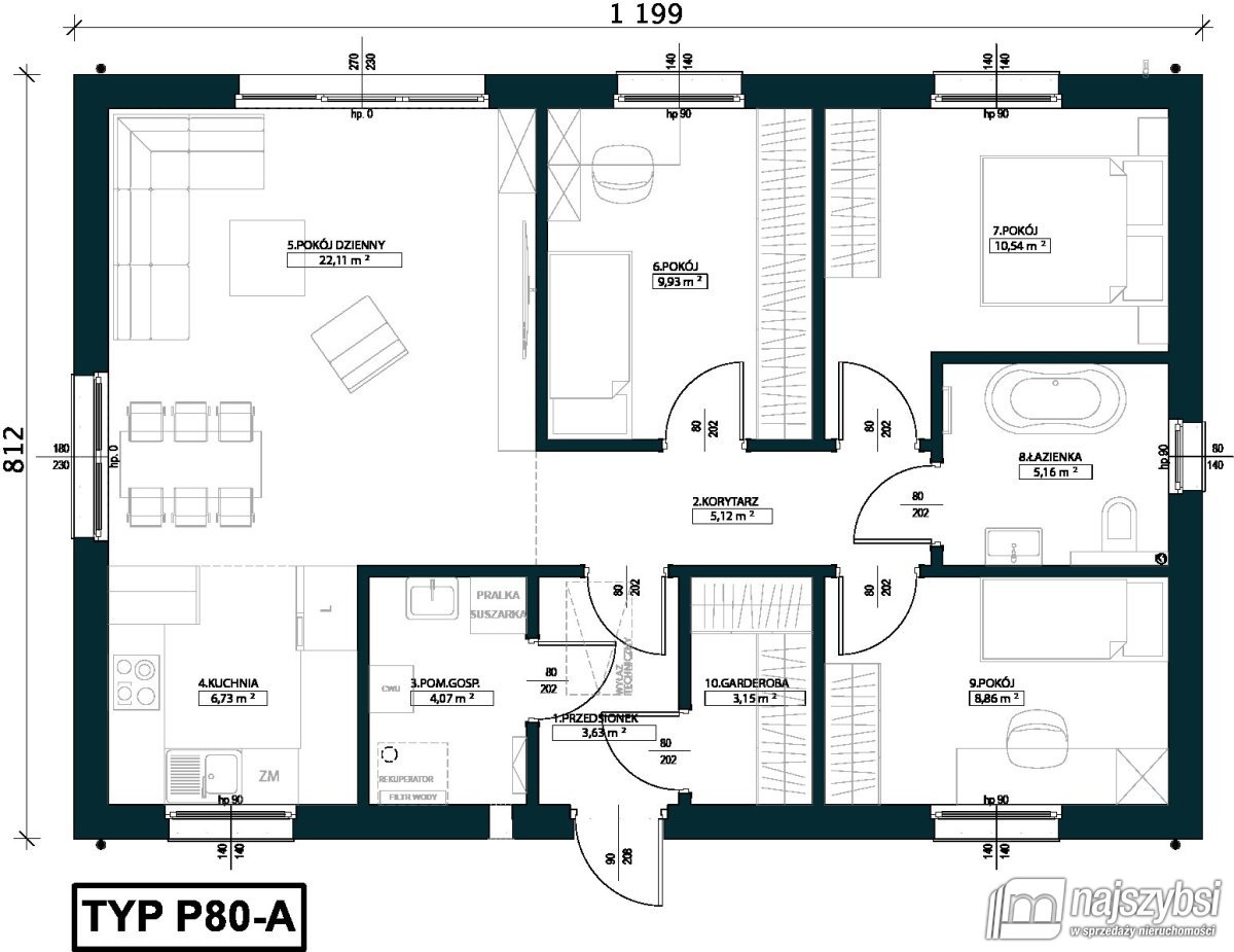 Strzelczyn- działka + dom 80 m2, stan deweloperski (20)