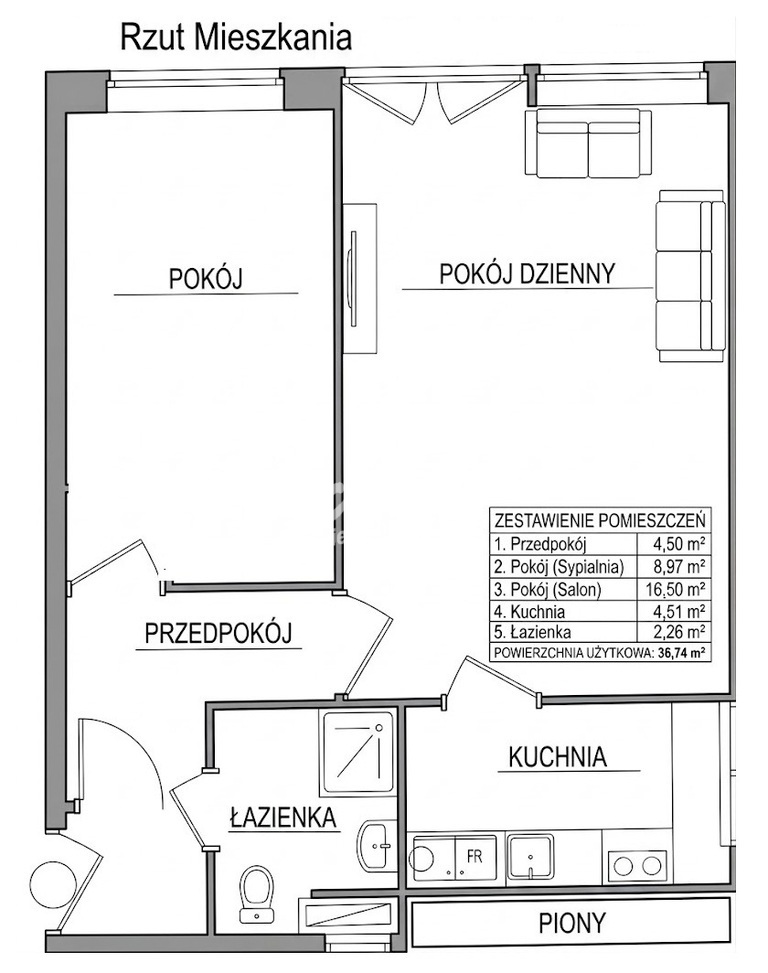 2 pok. Śródmieście  37 m2 336 tys. (2)