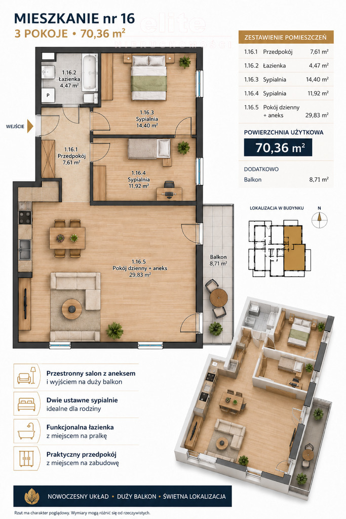 Pogodno 3 pokojowe mieszkanie Ip balkon winda 2023r (3)