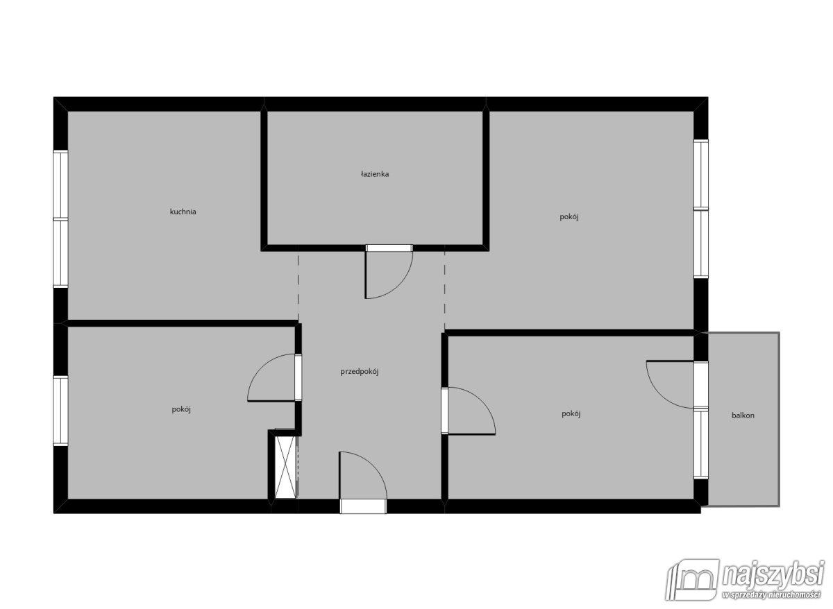 Dobra - mieszkanie na parterze / 3 pokoje / balkon (2)