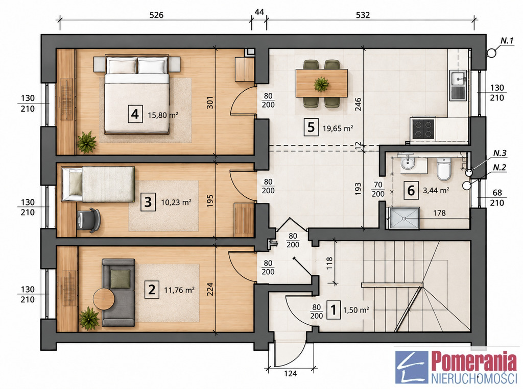 3 pokoje przy CH Kaskada 62,38 m2 !!! (12)